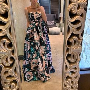 Adrianna Papell Floral Maxi Dress - Black, Pink, Green